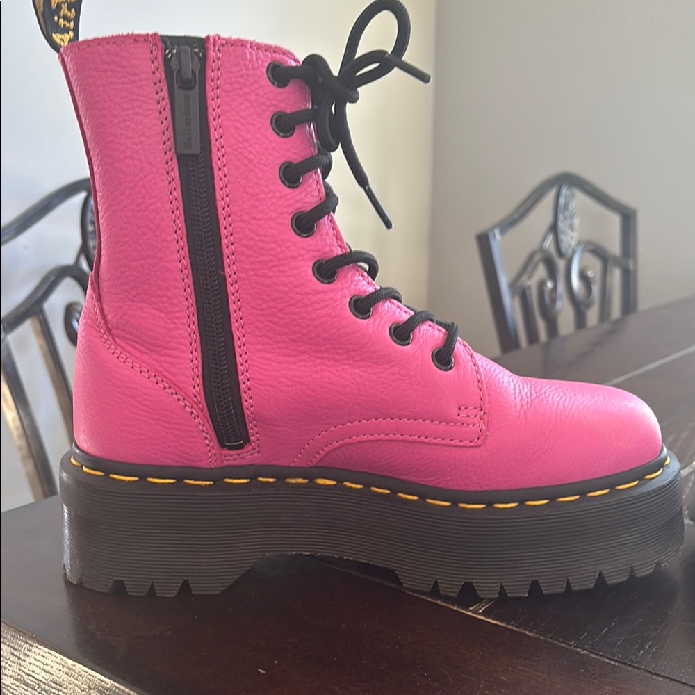 Dr. Martens Pink Leather Women's Boots jadon platform boot - Picture 5 of 15